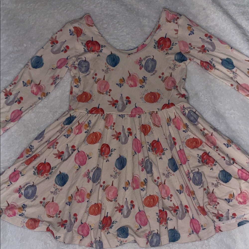 MACARON + ME long sleeved pumpkin swing dress 2T
